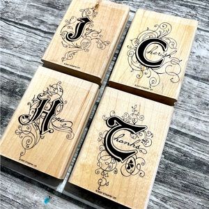 Retired Stampin’ Up!  Illuminations Set of 4 rubber stamps great condition Joy